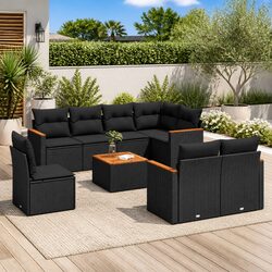 9-Piece Outdoor Garden Sofa Set with Cushions and Storage