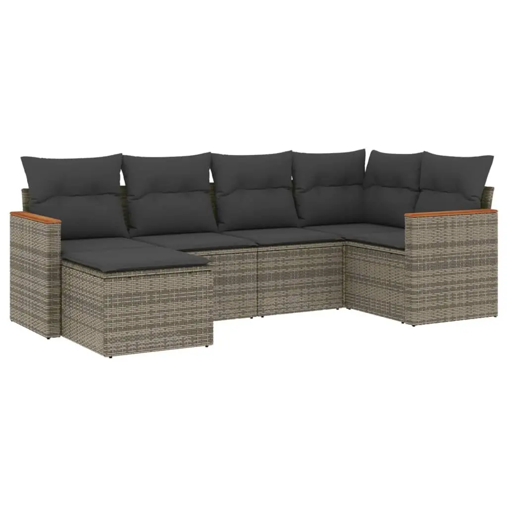 Garden Sofa Set PE Rattan 6 Piece Outdoor Furniture Grey