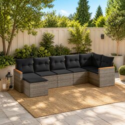 Modular Grey Rattan 7 Piece Garden Sofa Set