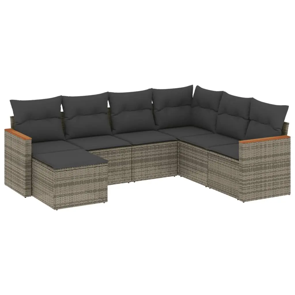 7 Piece Garden Sofa Set PE Rattan Modular Outdoor Furniture Grey