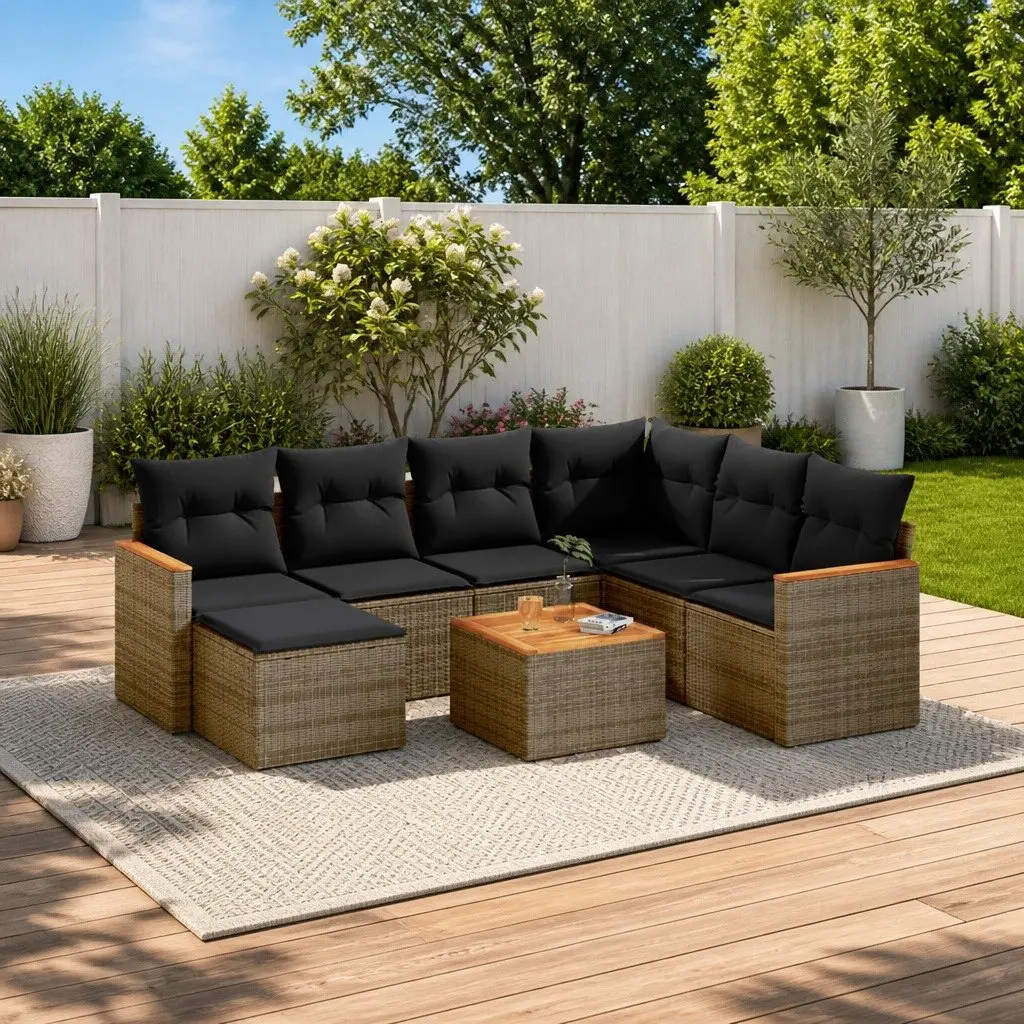 8-Piece Grey Outdoor Sofa Set for Patio Relaxation