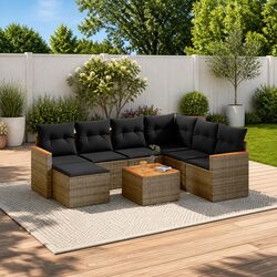 8-Piece Grey Outdoor Sofa Set for Patio Relaxation