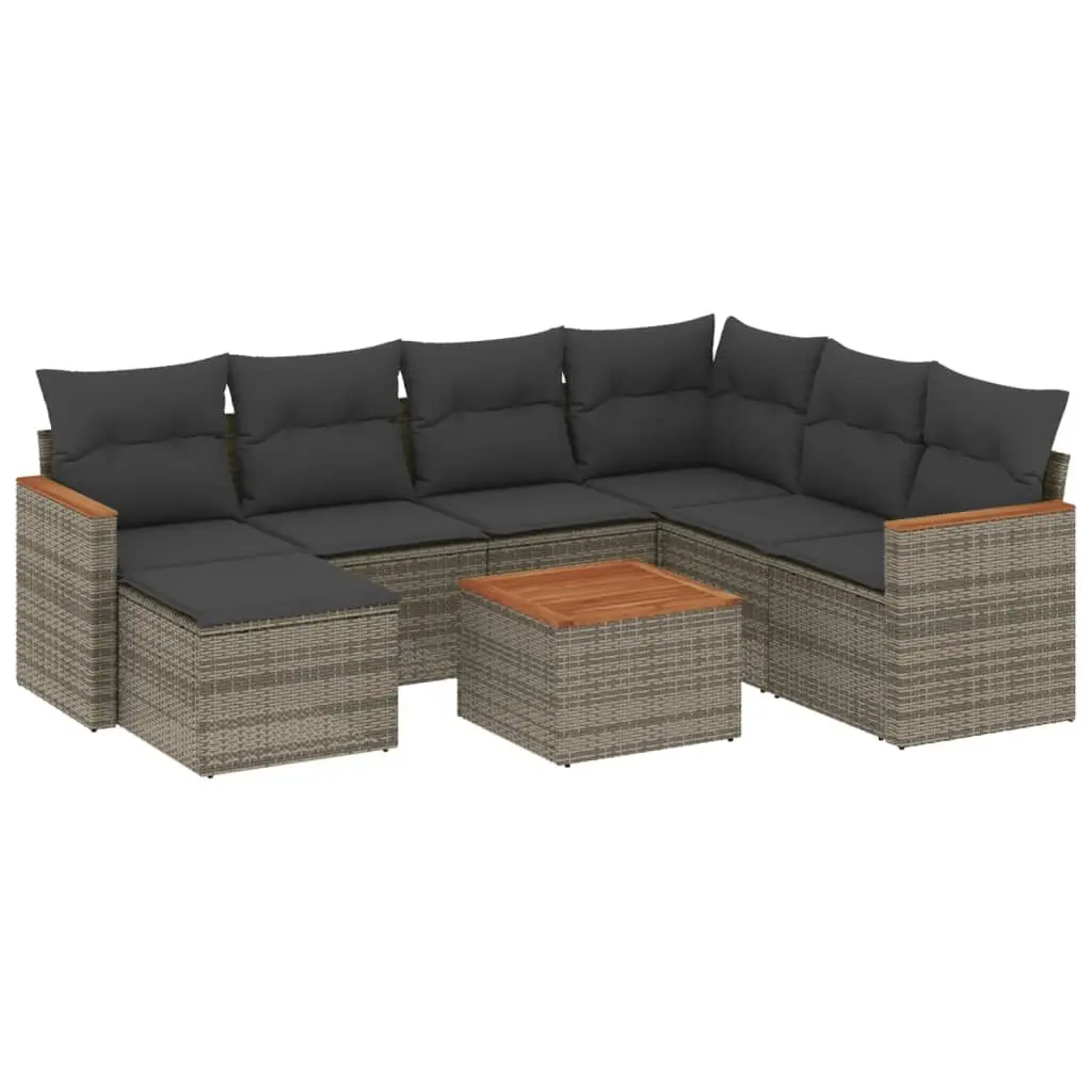 8-Piece Grey Outdoor Sofa Set for Patio Relaxation