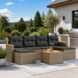 Durable 7 Piece Garden Sofa Set in Grey with Storage