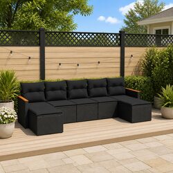 High-Quality 7-Piece Modular Outdoor Sofa Set in Black