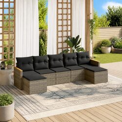 Premium 7 Piece Outdoor Garden Sofa Set with Cushions Grey