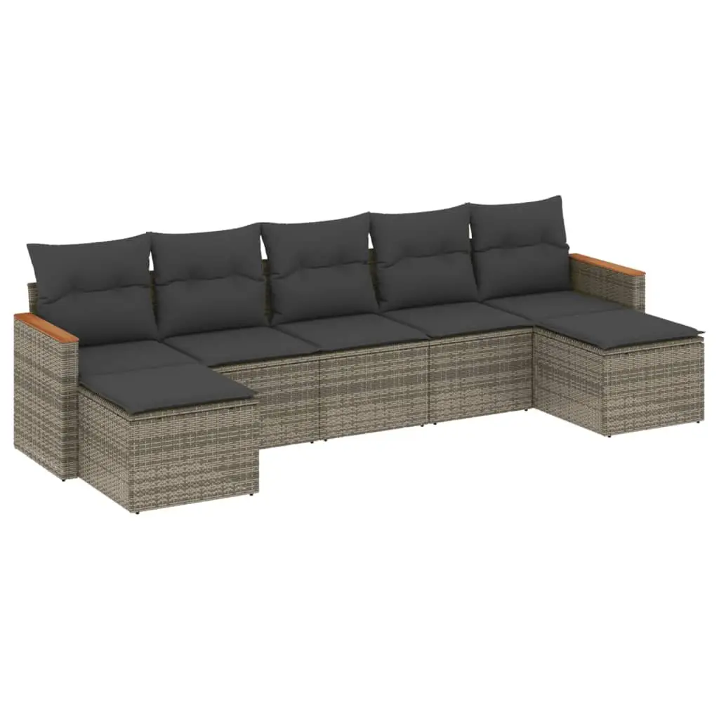 Garden Sofa Set PE Rattan 7 Piece Outdoor Furniture Patio Sectional Grey