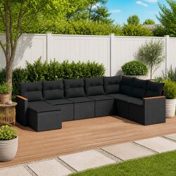 8-Piece Modular Garden Sofa Set with Cushions