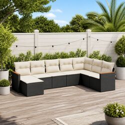 8-Piece Black Modular Garden Sofa Set for Outdoor Spaces