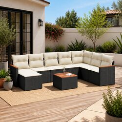 Premium 9 Piece Outdoor Garden Sofa Set with Cushions