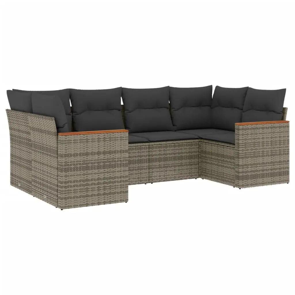 6 Piece Modular Grey Rattan Garden Sofa Set