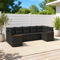 Black Poly Rattan 7 Piece Garden Sofa Set for Outdoors