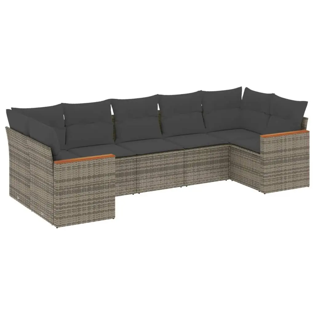 Garden Sofa Set PE Rattan 7 Piece Grey Outdoor Furniture Modular Patio Seating