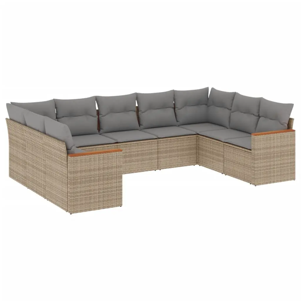 Beige Modular 9 Piece Garden Sofa Set for Outdoor Spaces