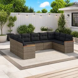 Premium 9 Piece Modular Garden Sofa Set in Grey