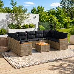 10-Piece Modular Garden Sofa Set in Grey