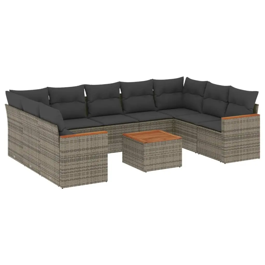 Garden Sofa Set PE Rattan 10 Piece Outdoor Furniture Patio Lounge Grey Modular
