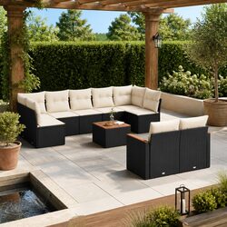 10 Piece Modular Black Rattan Garden Sofa Set