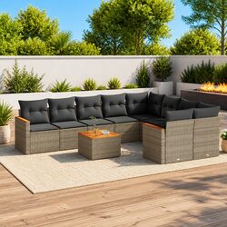 Stylish 10 Piece Grey Outdoor Garden Sofa Set
