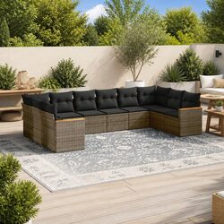 Premium 10 Piece Garden Sofa Set in Grey Poly Rattan