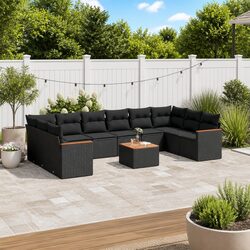 Premium 11-Piece Black Garden Sofa Set for Outdoors