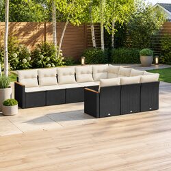 10-Piece Black Modular Garden Sofa Set for Outdoor Relaxation