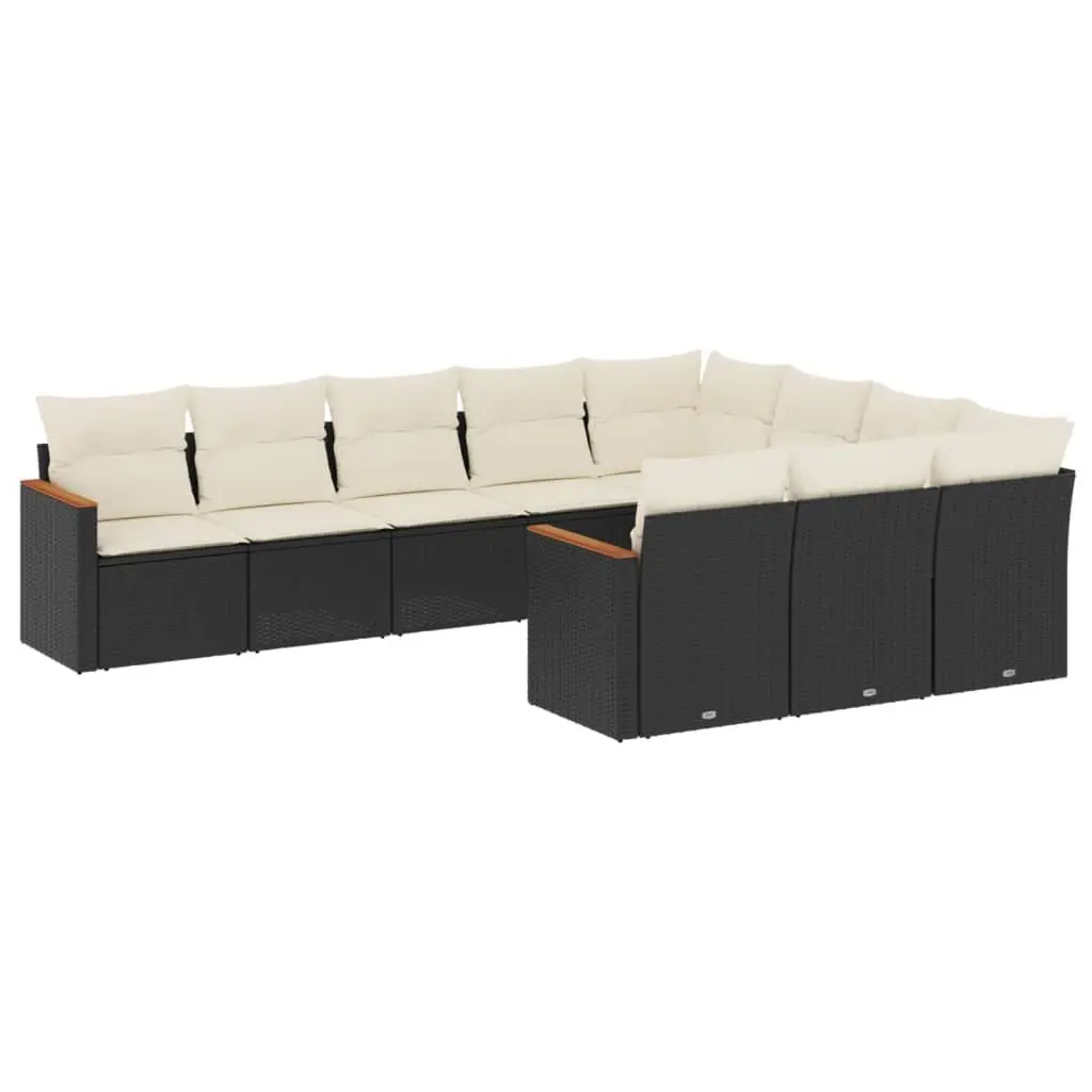 Garden Sofa Set PE Rattan 10 Piece Modular Outdoor Furniture Black