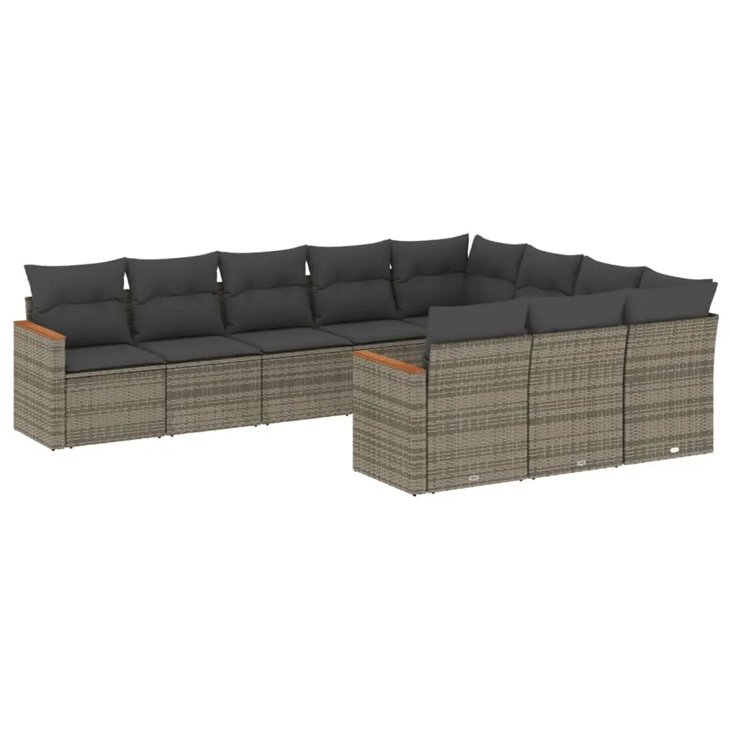 Garden Sofa Set PE Rattan 10 Piece Modular Outdoor Furniture Grey