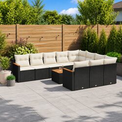 Sturdy 11 Piece Modular Garden Sofa Set in Black