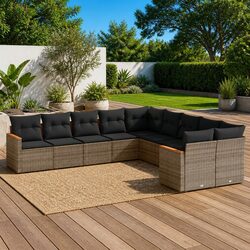 Modular Grey Poly Rattan Garden Sofa Set for Outdoors