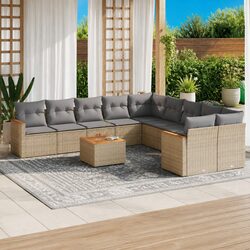 Outdoor Modular Garden Sofa Set 11 Piece Beige Rattan