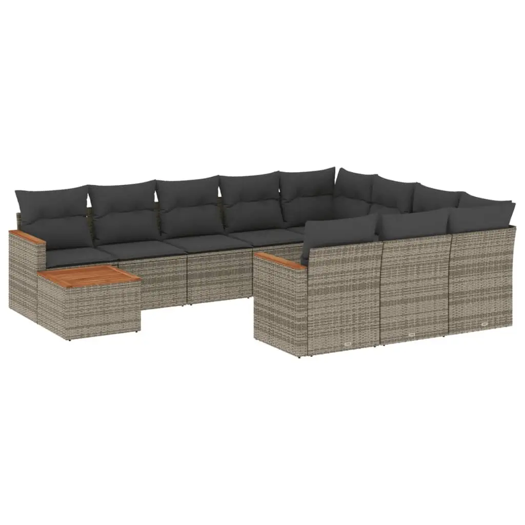Garden Sofa Set PE Rattan 11 Piece Grey Outdoor Furniture Patio Lounge Modular