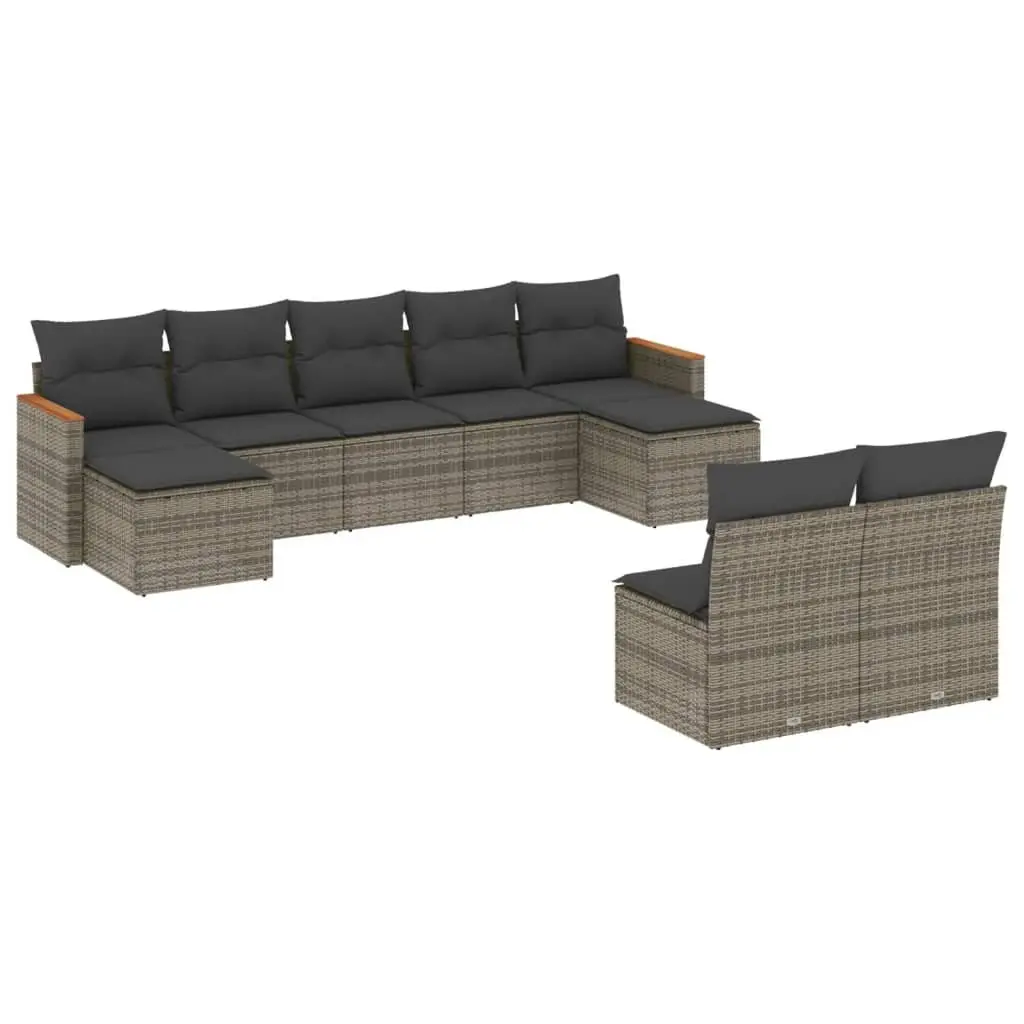 Garden Sofa Set PE Rattan 9 Piece Modular Outdoor Furniture Grey