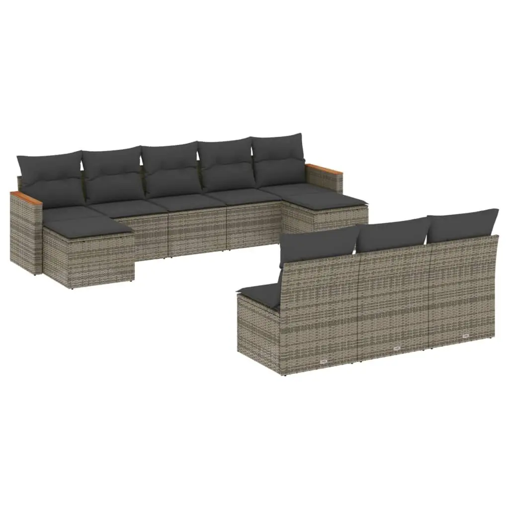 Garden Sofa Set PE Rattan 10 Piece Outdoor Furniture Patio Seating Grey