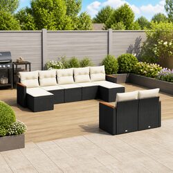 9 Piece Outdoor Modular Sofa Set in Black Poly Rattan