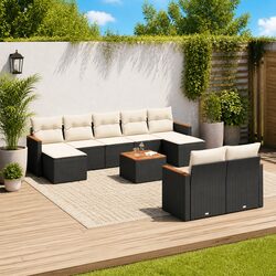 Black Modular Outdoor Garden Sofa Set 10 Pieces