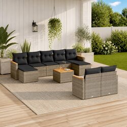 Premium 10 Piece Grey Rattan Garden Sofa Set