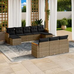 10-Piece Outdoor Garden Sofa Set in Grey Poly Rattan