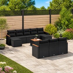 Black 11 Piece Modular Garden Sofa Set for Outdoor Use