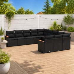 Black Modular Garden Sofa Set – 11 Piece Outdoor Furniture