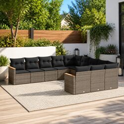 Stylish Grey 11-Piece Outdoor Sofa Set with Storage
