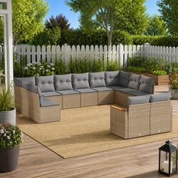 Durable 12-Piece Garden Sofa Set with Beige Cushions
