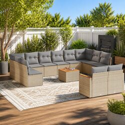 Sturdy 13-Piece Garden Sofa Set in Beige for Outdoor Use