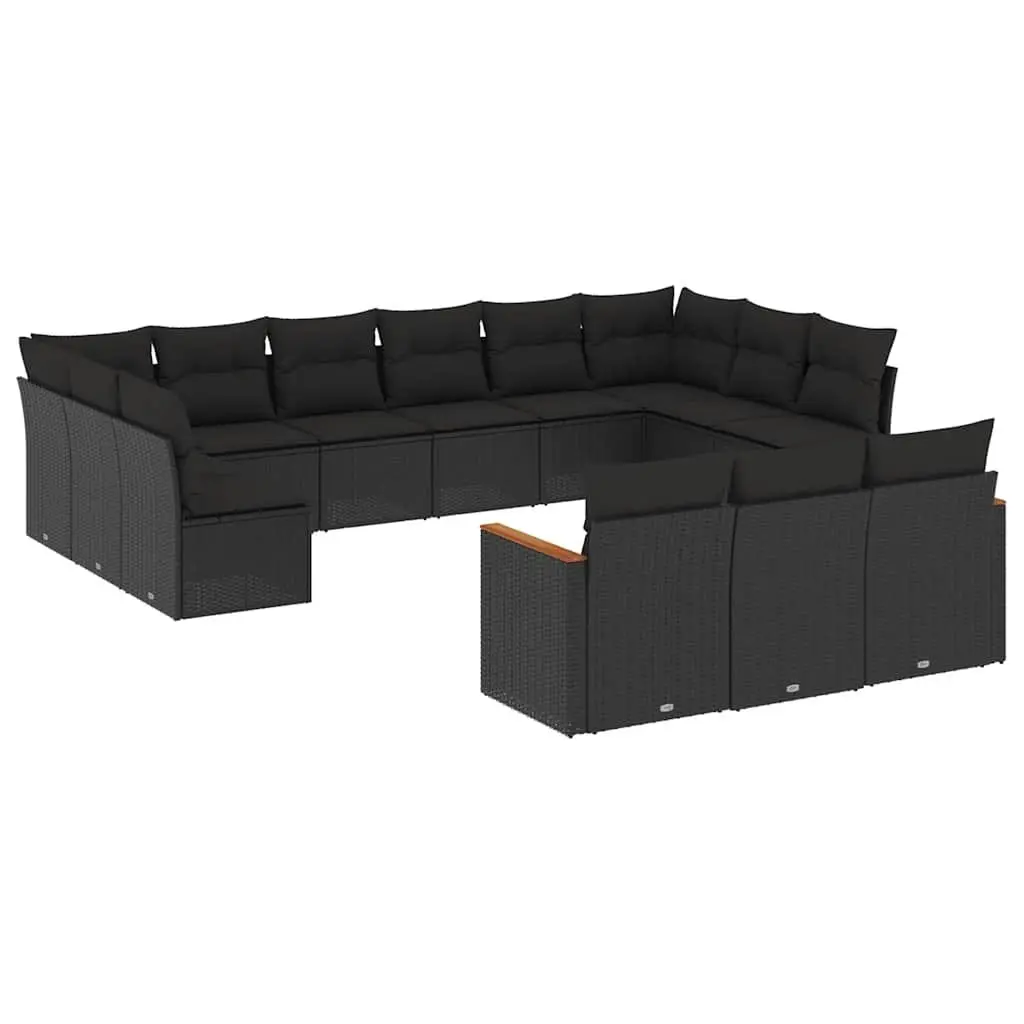 Garden Sofa Set PE Rattan 13 Piece Outdoor Furniture Black