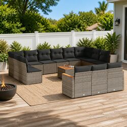 14-Piece Modular Garden Sofa Set in Grey
