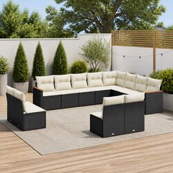 Outdoor Modular Sofa Set 12 Pieces in Black Rattan