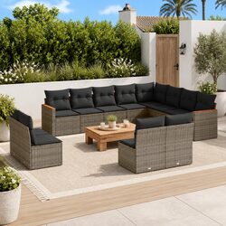 Modular 12 Piece Grey Poly Rattan Garden Sofa Set