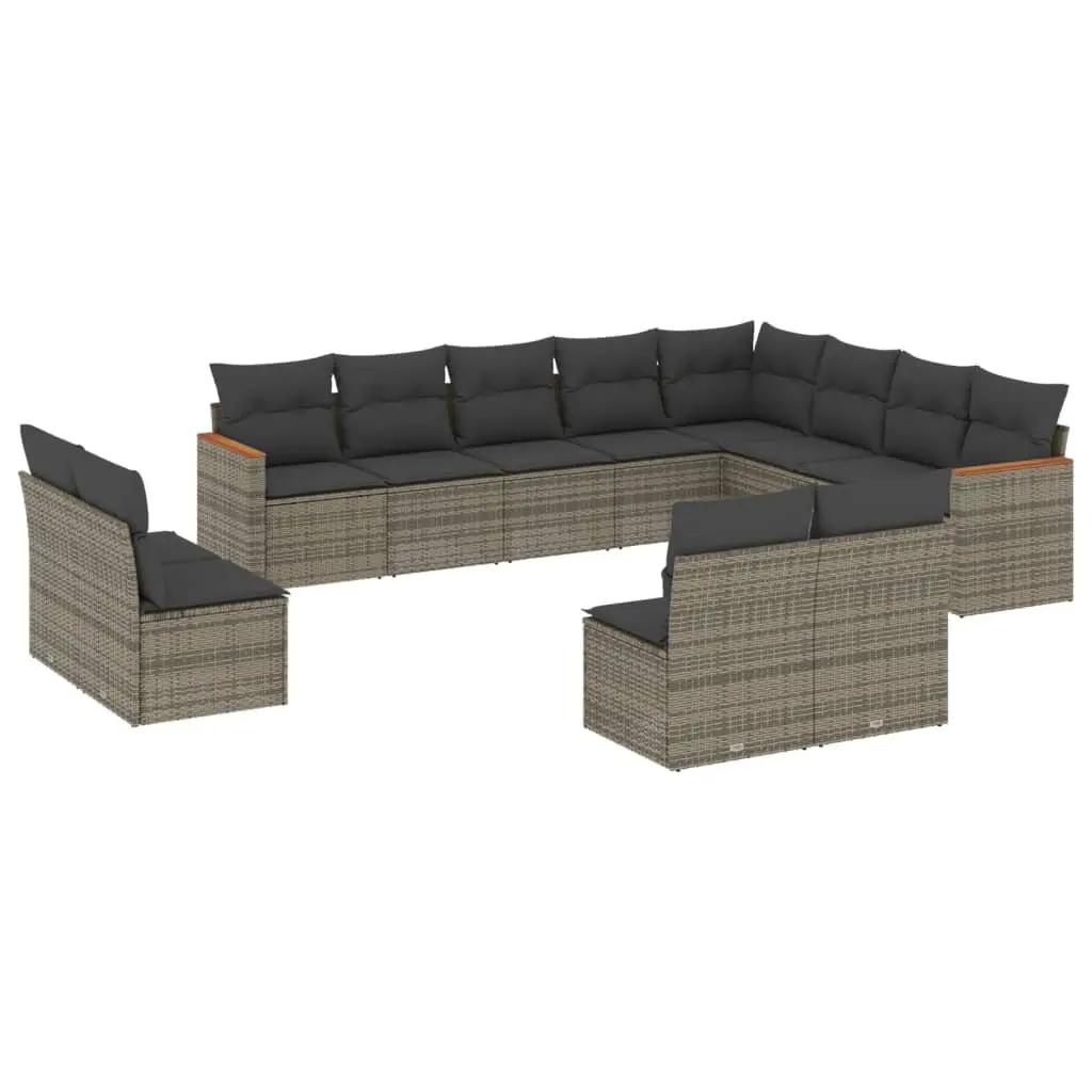Modular 12 Piece Grey Poly Rattan Garden Sofa Set