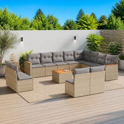 High-Quality 13 Piece Modular Garden Sofa Set in Beige