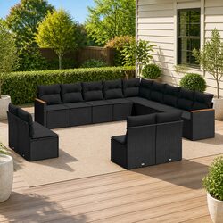 Durable Black Rattan 13 Piece Garden Sofa Set